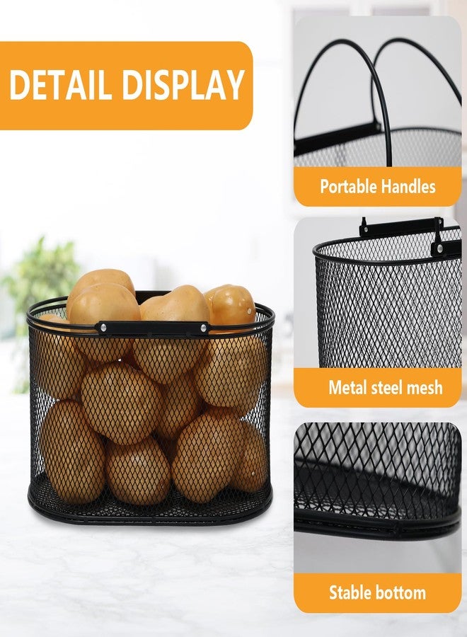 Xbopetda Potato Storage Potato Bin, Metal Potato Basket with Handle, Potato Container Storage Onion Storage, Vegetable Storage Produce Basket for Kitchen Pantry Organization and Storage - Black - Image 2